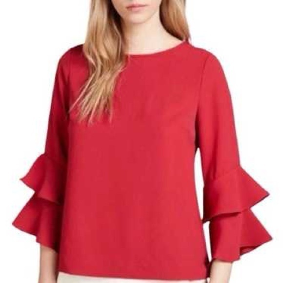 J Crew Ruffle Sleeve Top - Picture 1 of 7